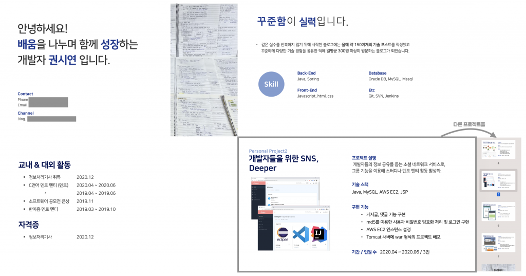 옛날 이력서 캡쳐